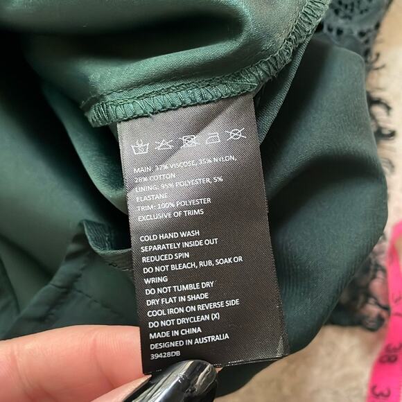 Bardot Lace Panel Sheath Dress Forest Green - Picture 16 of 16